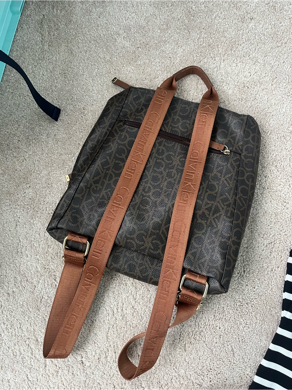 Calvin Klein Dark Brown Monogram Backpack - Picture 3 of 3